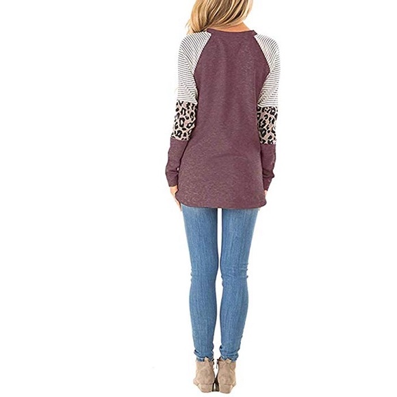 Beautiful woman long sleeve striped tunic top - Picture 7 of 8